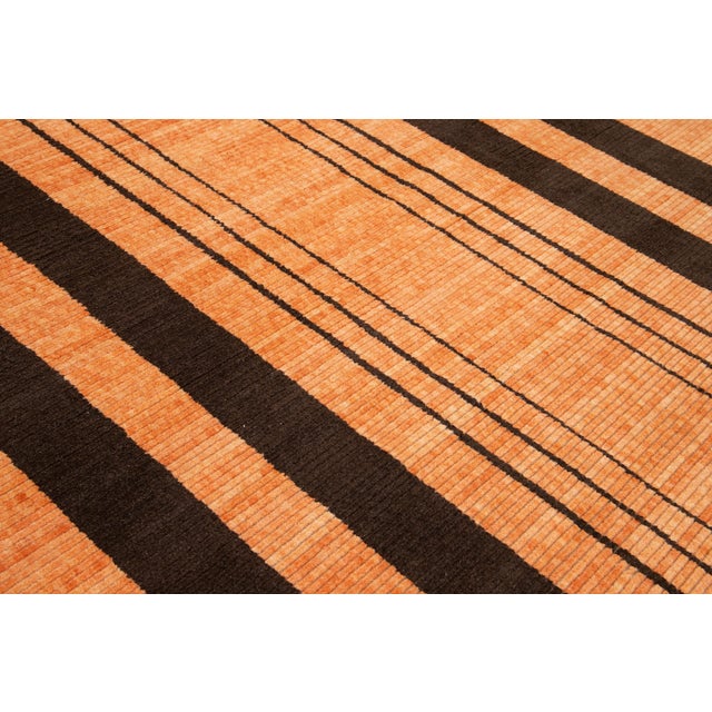 10 X 12 Modern Hand Loom Designed Wool Rug in Orange For Sale - Image 11 of 11