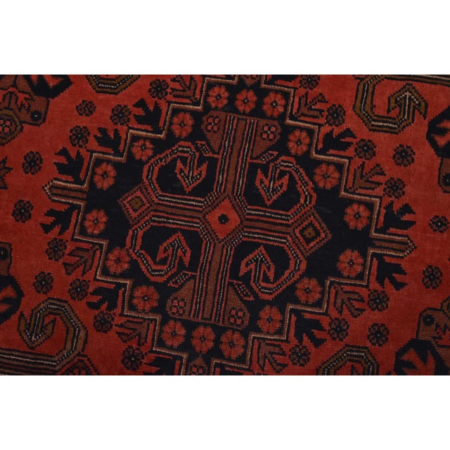 Red Turkmen Rug 9’11” X 12’11” Red Wool Tribal Hand-Knotted Oriental Carpet For Sale - Image 8 of 14
