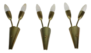 French Sputnik Train Pendulum Lamps, 1950s, Set of 3