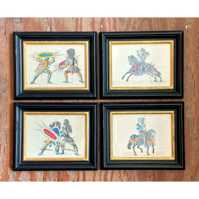 Vintage Medieval Knight Prints in Black Frames - Set of 4 For Sale In West Palm - Image 6 of 18