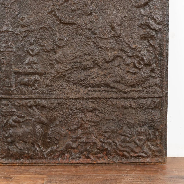 Metal Cast Iron Fire Back With Soldier on Horseback, Sweden Circa 1760-1800 For Sale - Image 7 of 9