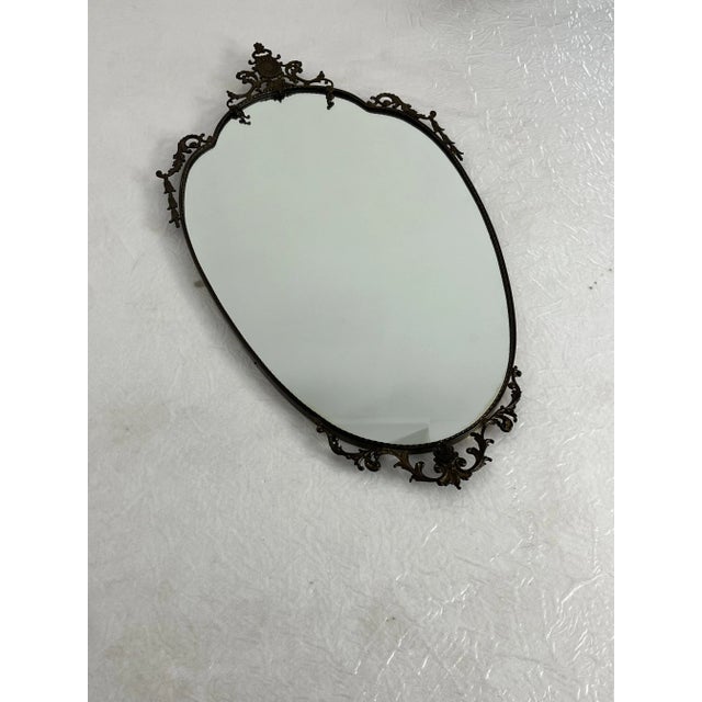 Metal Mid-Century Modern Brass Wall Mirror, 1960s For Sale - Image 7 of 11