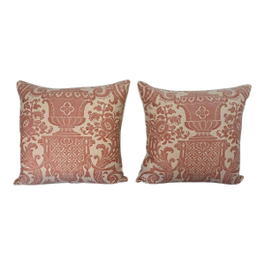 Pair of Fortuny “Carnavalet” Pillows With Custom Linen Backs