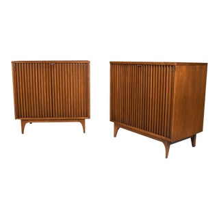 1960s Mid Century Walnut Broyhill Brasilia Cabinets Nightstands - a Pair For Sale