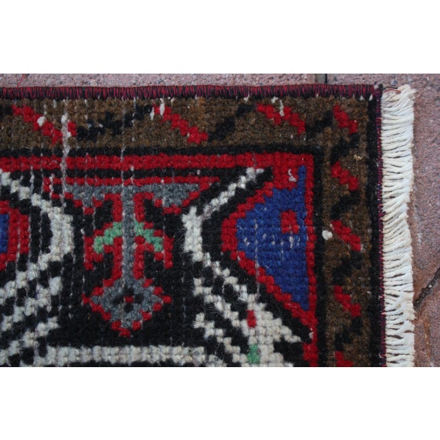 Textile 1960s Turkish Vintage Hand Knotted Doormat Rug For Sale - Image 7 of 13