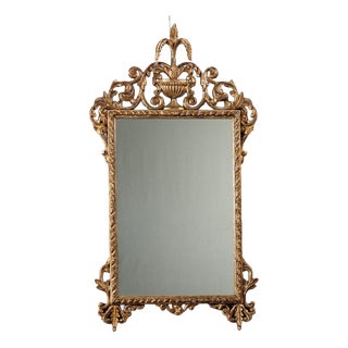 Mirror with Carved and Gilded Wooden Frame For Sale