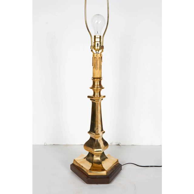 1950s Italian Classical Brass Candlestick Table Lamp For Sale - Image 5 of 8