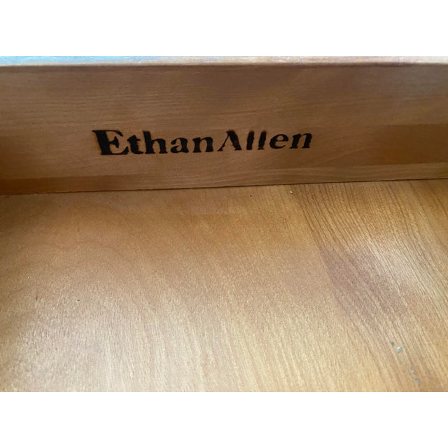 Chippendale Late 20th Century Ethan Allen Georgian Court Cherry Vintage Drop Front Secretary Desk With Curio/Bookcase Top For Sale - Image 3 of 12