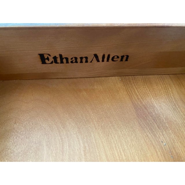 Chippendale Vintage Exquisite Ethan Allen Georgian Court Cherry Drop Front Secretary Desk With Curio/Bookcase Top For Sale - Image 3 of 12