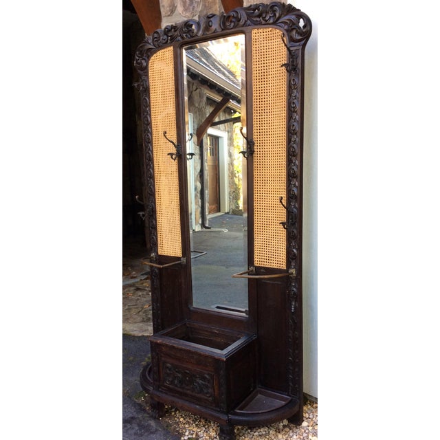 Late Victorian Carved and Caned Hall Tree Chairish