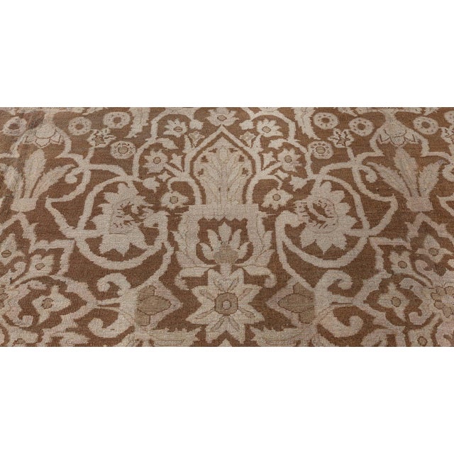 Brown 19th Century Indian Amritsar Botanic Brown Handwoven Wool Rug For Sale - Image 8 of 8