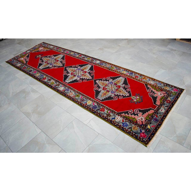 Vintage Hand Knotted Turkish Runner Rug - 3′8″ × 11′3″ For Sale - Image 6 of 11