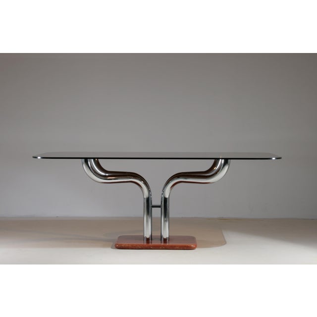 Italian Chrome and Smoked Glass Table from Guido Faleschini, 1970s For Sale - Image 6 of 18