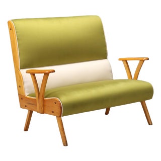 Vintage 2-Tone Velvet Sofa, 1950s For Sale