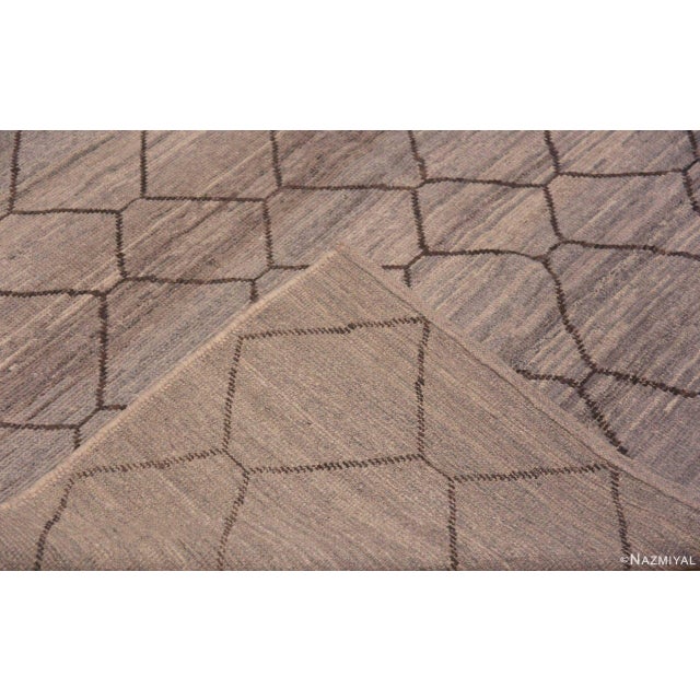 Modern Nazmiyal Collection Modern Earthy Brown and Grey Color Tribal Geometric Diamond Trellis Pattern Area Rug For Sale - Image 3 of 3