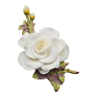 Vintage 1970s Towle Fine Bone China White Rose Natural World Display Sculpture For Sale