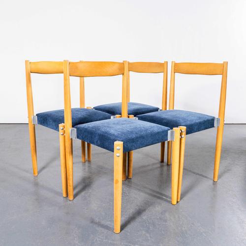 1980s Vintage Blue Upholstered Dining Chairs, 1980s, Set of 4 For Sale - Image 5 of 11