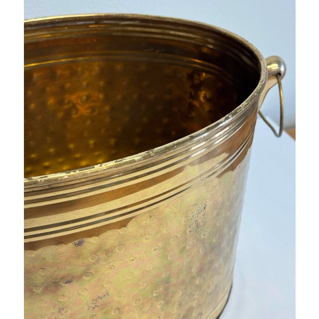 Vintage Oval Hammered Brass Planter With Handles For Sale - Image 4 of 10