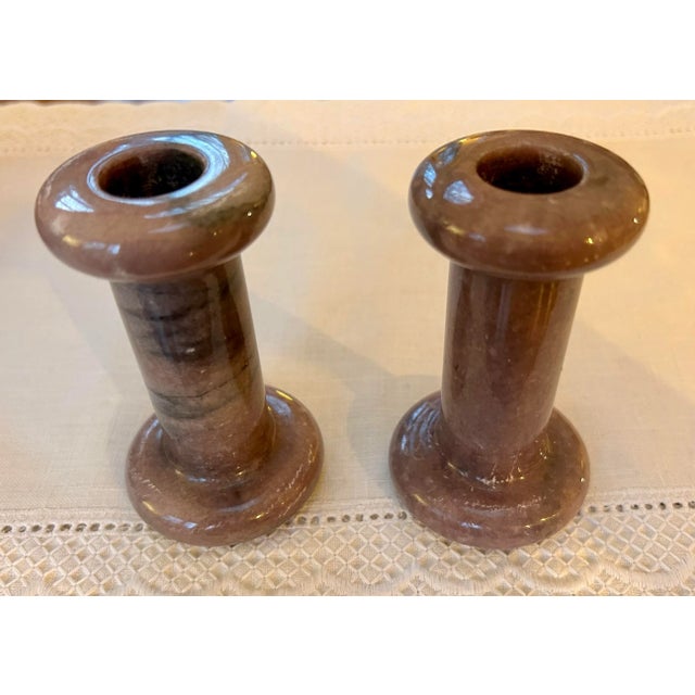 Pink 1980s Pink Granite Candlesticks - a Pair For Sale - Image 8 of 8