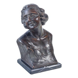Terracotta Bust of Young Woman For Sale