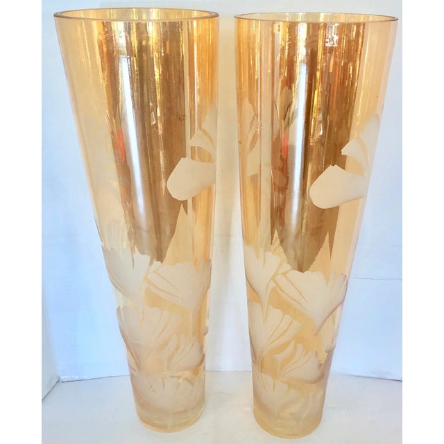 Vintage XL Tall Etched Vase For Sale - Image 4 of 7