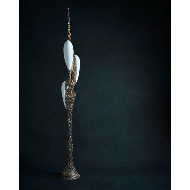 Lv-426 floor lamp in patinated cast bronze by william guillon hand sculpted, dated and signed dimensions: ø 30 x h 225 cm...