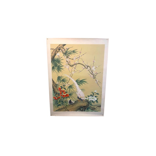 Traditional Large Mid 18th Century Tai Ling Silk Painting – "Silver Pheasant" After Giuseppe Castiglione For Sale - Image 3 of 4