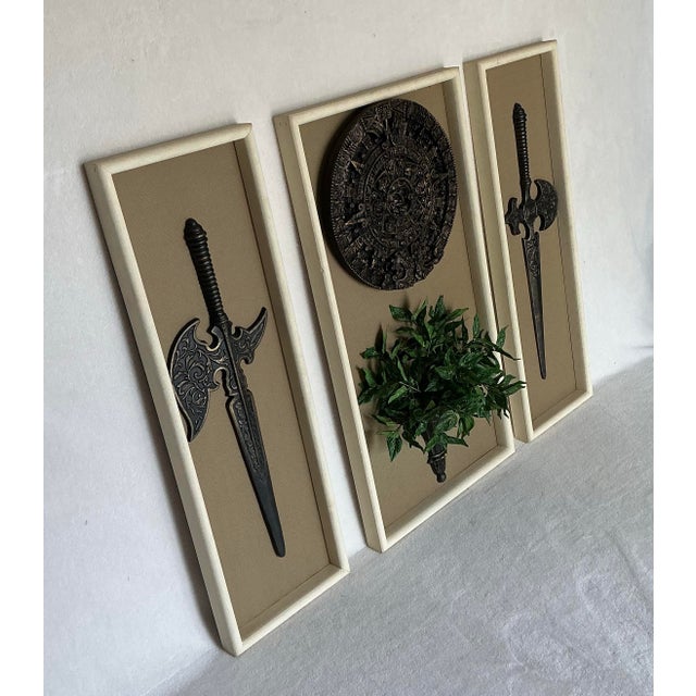 Vintage 1960s Decorative Wall Set Art Fantasy-Style Halberd Swords ...