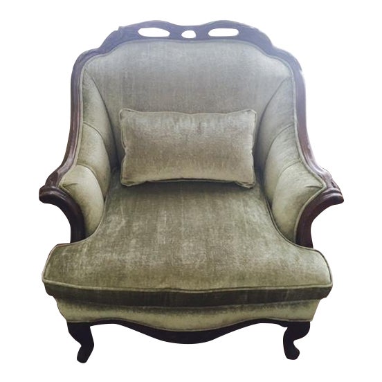 ReUpholstrered Accent Chair in Sage Green Antique Velvet Chairish