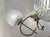 Wood 1960s Japanese Wood and Brass 5-Light Tulip Chandelier With Original Textured-Glass Shades For Sale - Image 7 of 12