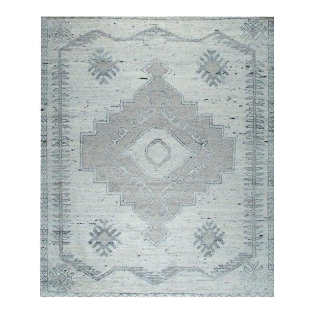 8x10 Ivory Hand-Knotted Wool Snowflake Medallion Classic Traditional Carpet Rug For Sale