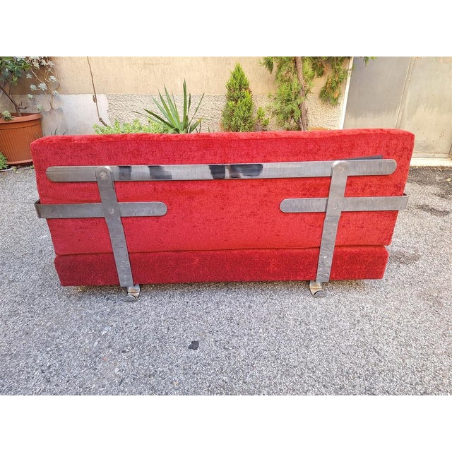 Fasce Cromate Sofa in Red Fabric by Luigi Caccia Dominioni for Azucena, 1960s For Sale - Image 13 of 18