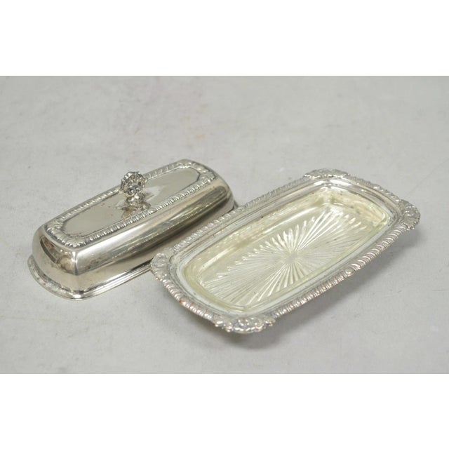 Vintage Victorian Silver Plated Repousse Covered Butter Dish W/ Glass Liner For Sale - Image 11 of 16