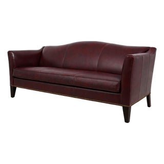Ethan Allen Burgundy Leather Modern Sofa For Sale