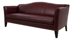 Ethan Allen Burgundy Leather Modern Sofa