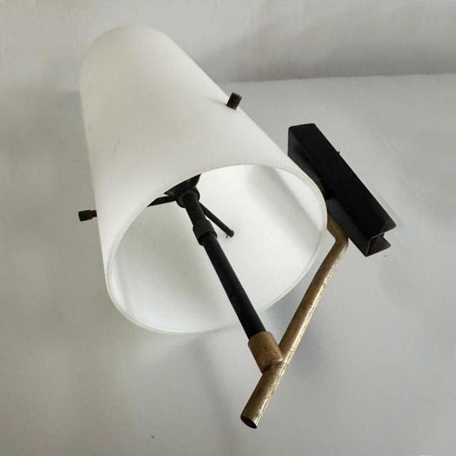 Vintage Opaline Glass and Metal Wall Lights from Stilnovo, Italy, 1960s, Set of 2 For Sale - Image 6 of 7