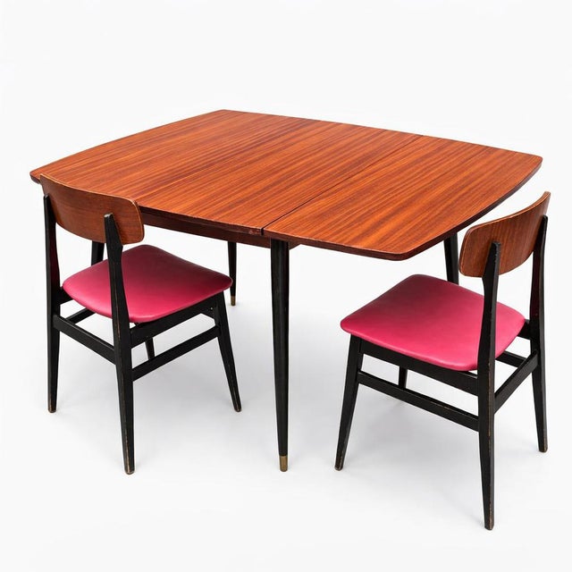 Mid-Century Modern Atomic Style Teak Drop-Leaf Dining Table with Chairs, 1960s, Set of 3 For Sale - Image 9 of 9