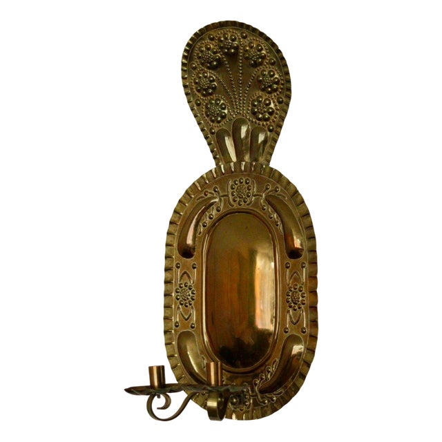 Large Mid-Century Swedish Brass Double Arm Sconce For Sale