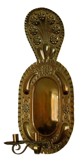Large Mid-Century Swedish Brass Double Arm Sconce