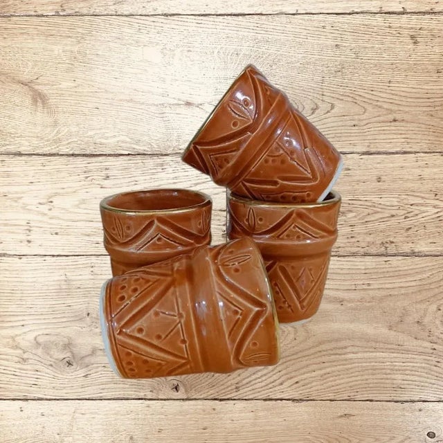 Moroccan Brown Moroccan Brusseline Coffee Cups- Set of 4 For Sale - Image 3 of 5