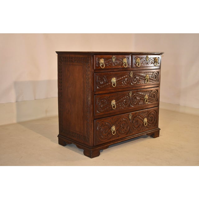 English Late 18th Century Carved Chest of Drawers For Sale - Image 3 of 8