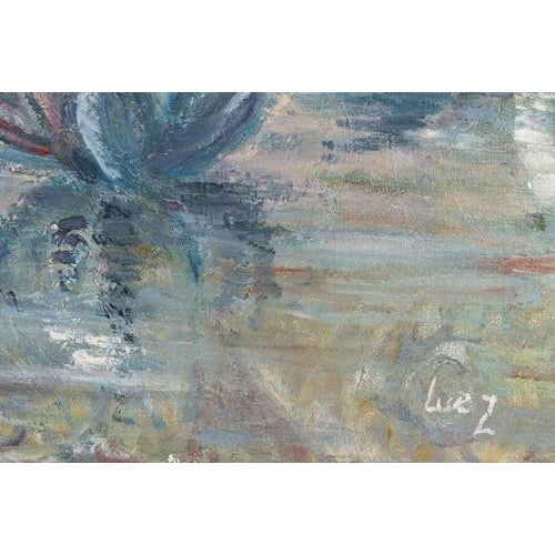Modern Evelyne Luez, Water Lilies, 20th Century, Oil Painting on Canvas For Sale - Image 3 of 6