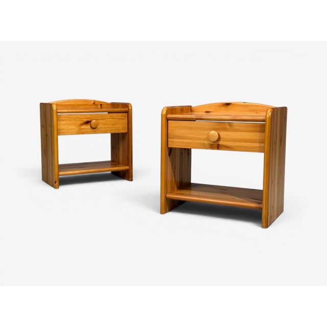 Mid-Century Modern Swedish Modern, Bedside Tables, Knotty Pine, Sweden, 1960s For Sale - Image 3 of 11