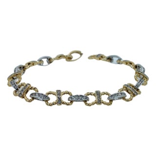 Diamond Horse Shoe Pave Link Layered Rope Fashion 14 Karat Yellow Gold Bracelet For Sale