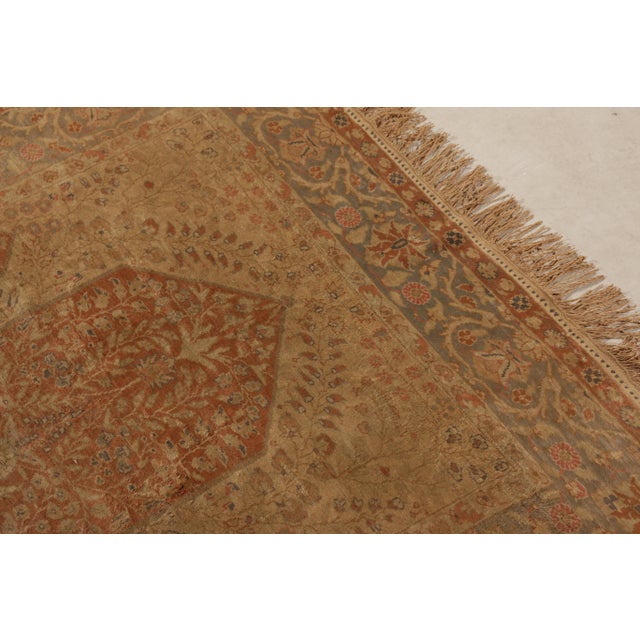 Orange Antique Kayseri Rug in Orange Golden Floral Medallion Pattern For Sale - Image 8 of 10
