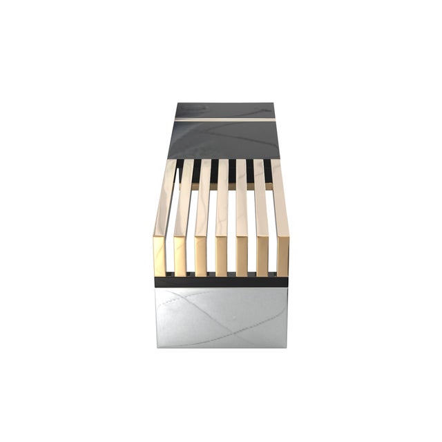 Metal "Stabilità" Bench With Bronze and Stainless Steel, Hand-Crafted For Sale - Image 7 of 7