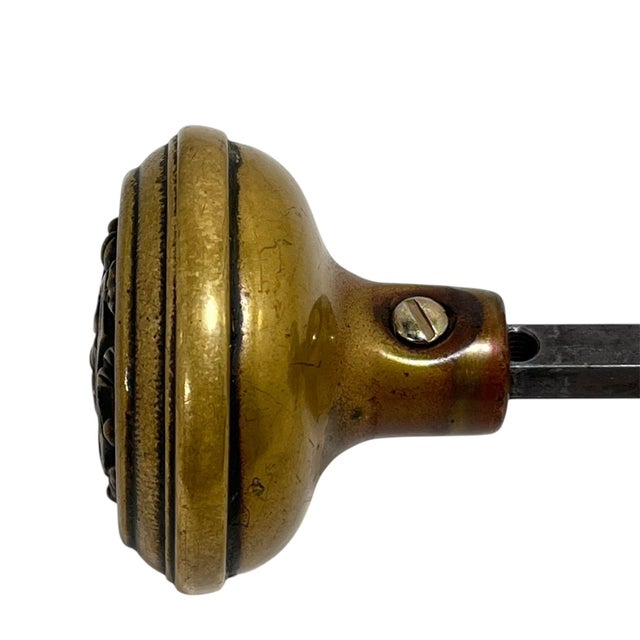 French Antique Louis XIV Style Wrought Brass Door Knobs. A Pair For Sale - Image 3 of 6