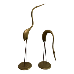 Brazilian Mid-Century Bronze Heron Sculptures - A Pair
