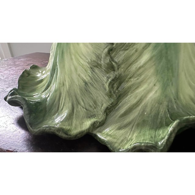 Cabbage Leaf Majolica Centerpiece Bowl For Sale In Savannah - Image 6 of 10