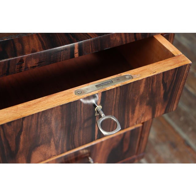 Brown Art Deco Italian Macassar Ebony Desk with Leather Top, 1950s For Sale - Image 8 of 18